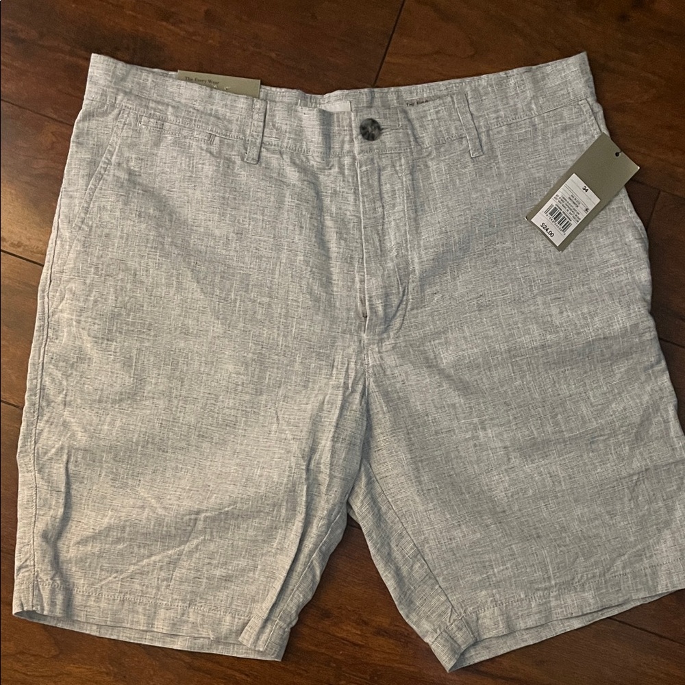 Light Gray Linen-Blend Men's Shorts